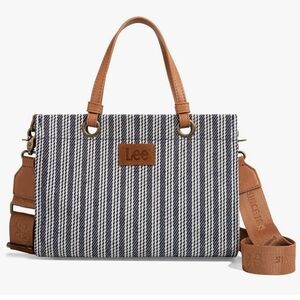 NWT Lee Striped Tan and Black Women's tore Bag handbag purse